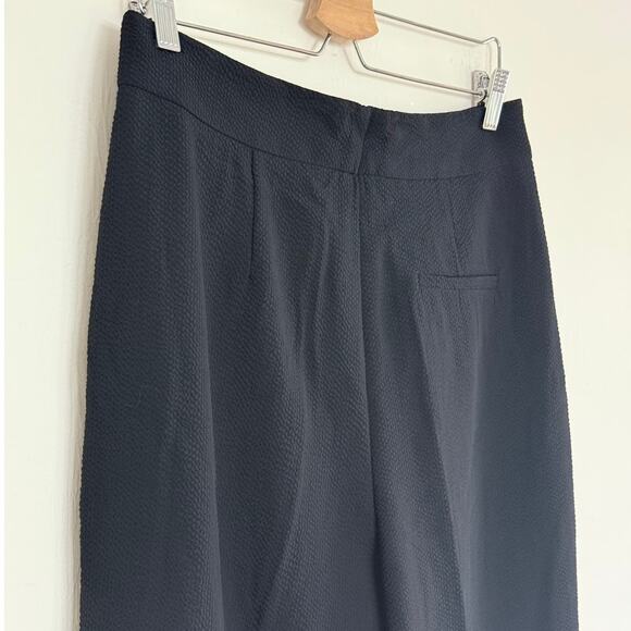 AKRIS black wool textured flat front textured cropped high rise dress pants - Picture 8 of 12